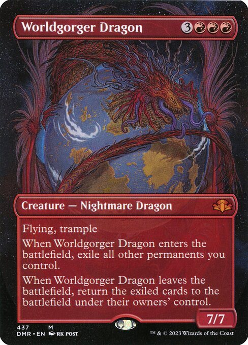 Worldgorger Dragon (437) - BORDERLESS - FULL ART - Lightly Played / dmr