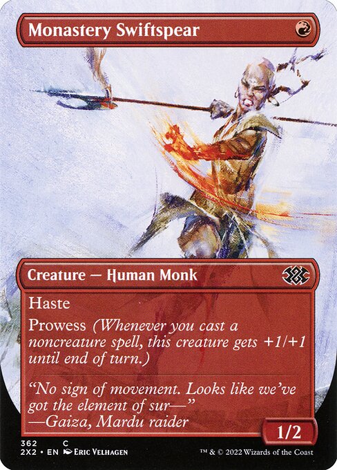 Monastery Swiftspear (362) - BORDERLESS - Foil Lightly Played / 2x2