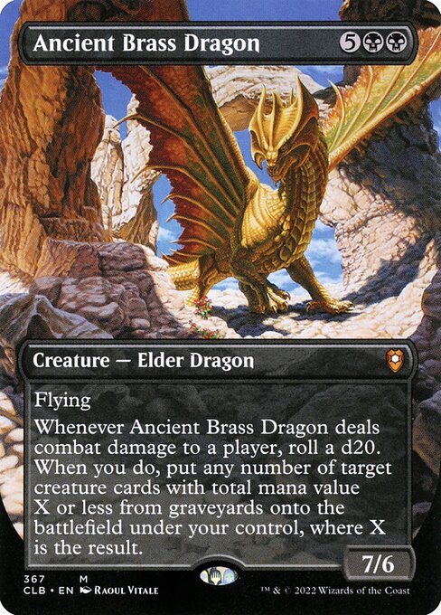 Ancient Brass Dragon (367) - BORDERLESS - Foil Lightly Played / clb